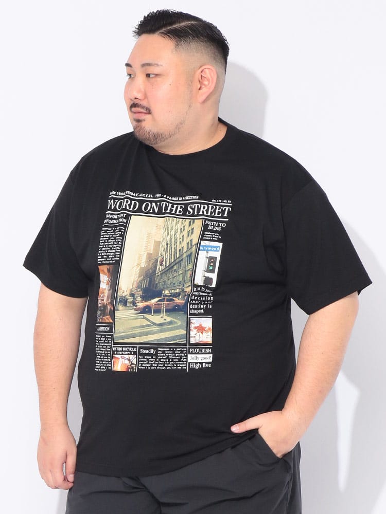Tシャツ 半袖 メンズ 大きいサイズ フォトプリント クルーネック カットソー トップス ゆったり プリント 春 夏
