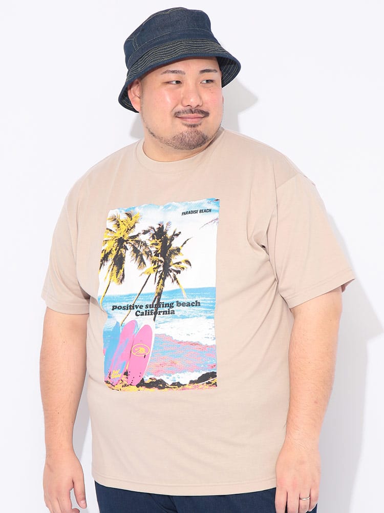 Tシャツ 半袖 メンズ 大きいサイズ サーフフォト クルーネック カットソー トップス ゆったり プリント 春 夏