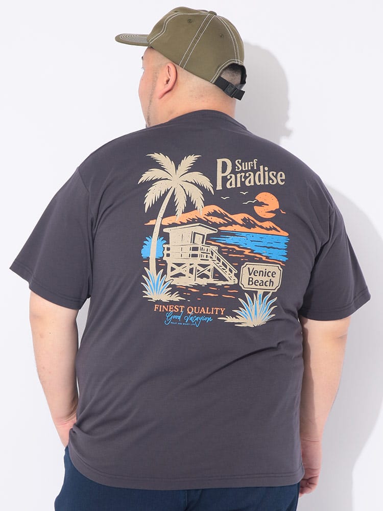 Tシャツ 半袖 メンズ 大きいサイズ レトロサーフ バックプリント クルーネック カットソー トップス ゆったり プリント 春 夏