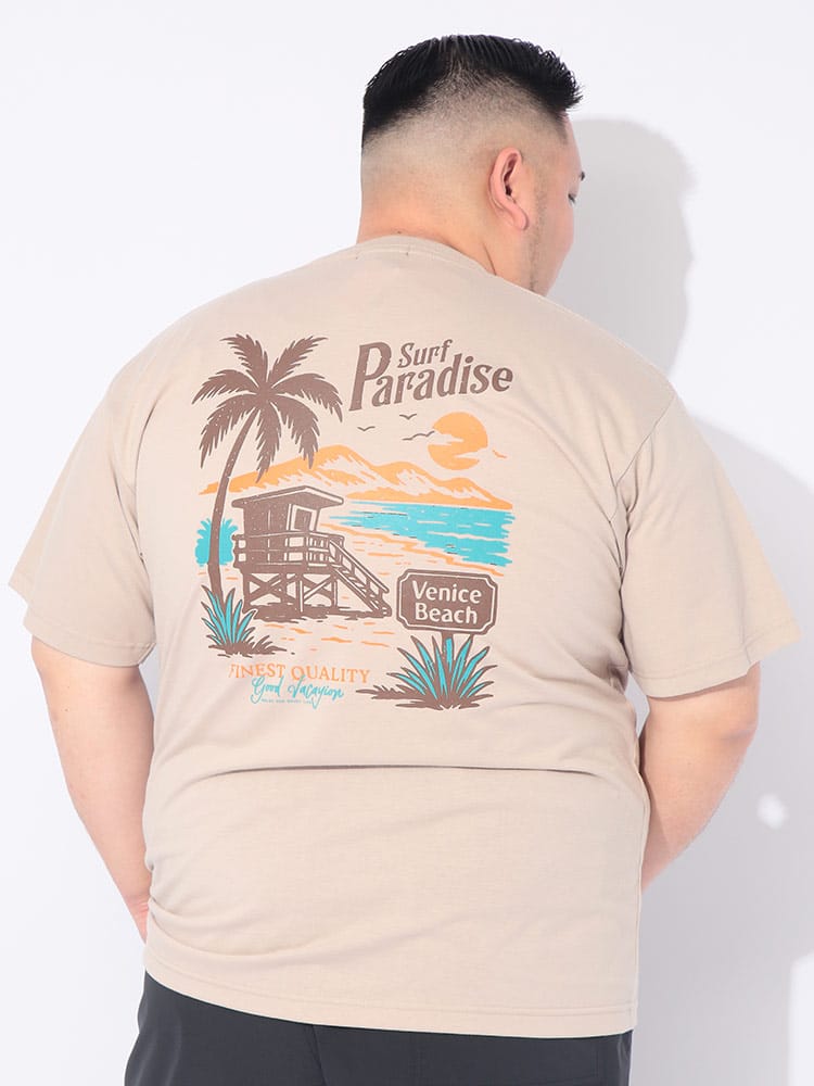 Tシャツ 半袖 メンズ 大きいサイズ レトロサーフ バックプリント クルーネック カットソー トップス ゆったり プリント 春 夏