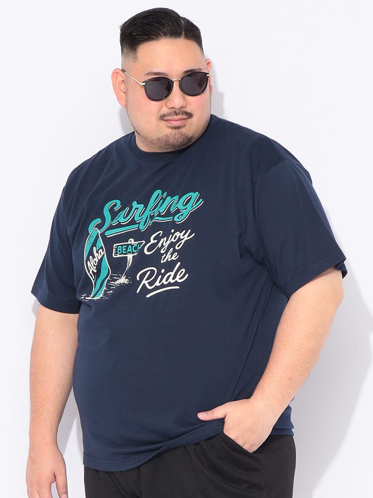 Tシャツ 半袖 メンズ 大きいサイズ レトロサーフ クルーネック カットソー トップス ゆったり プリント 春 夏