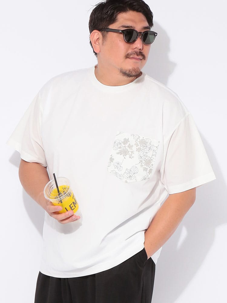 Tシャツ 半袖 メンズ 大きいサイズ 陽遮 柄ポケット 裏地メッシュ クルーネック カットソー トップス シャツ クルー UVカット メッシュ 春 夏
