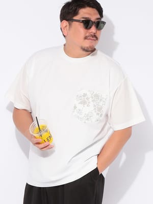 Tシャツ 半袖 メンズ 大きいサイズ 陽遮 柄ポケット 裏地メッシュ クルーネック カットソー トップス シャツ クルー UVカット メッシュ 春 夏