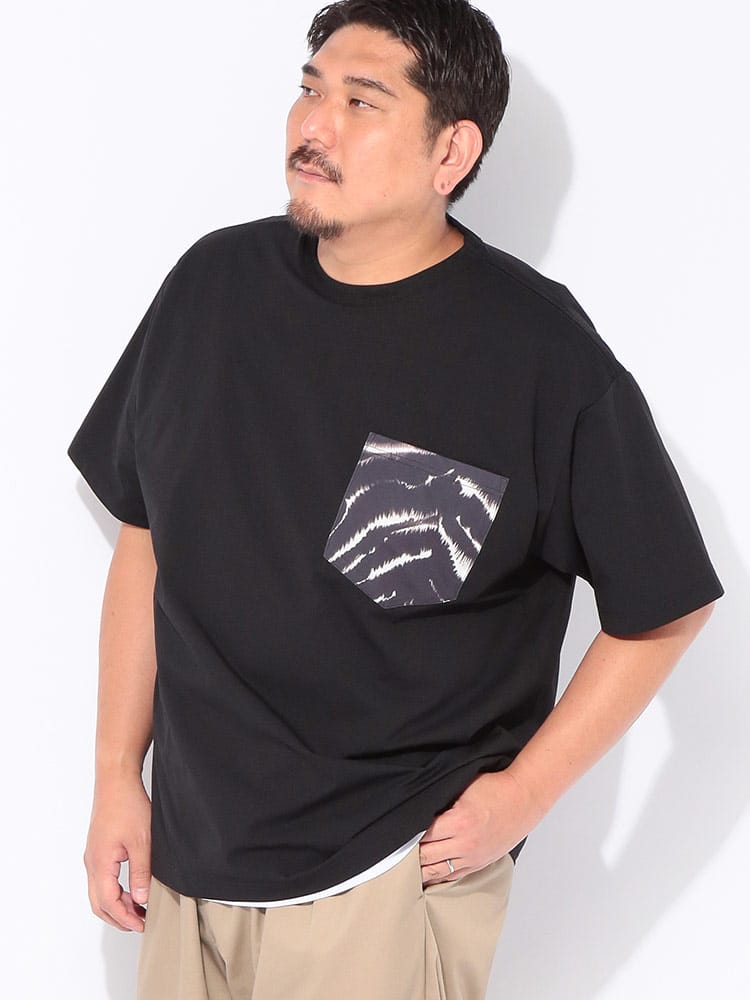 Tシャツ 半袖 メンズ 大きいサイズ 陽遮 柄ポケット 裏地メッシュ クルーネック カットソー トップス シャツ クルー UVカット メッシュ 春 夏