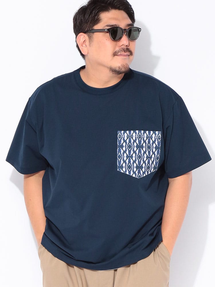 Tシャツ 半袖 メンズ 大きいサイズ 陽遮 柄ポケット 裏地メッシュ クルーネック カットソー トップス シャツ クルー UVカット メッシュ 春 夏