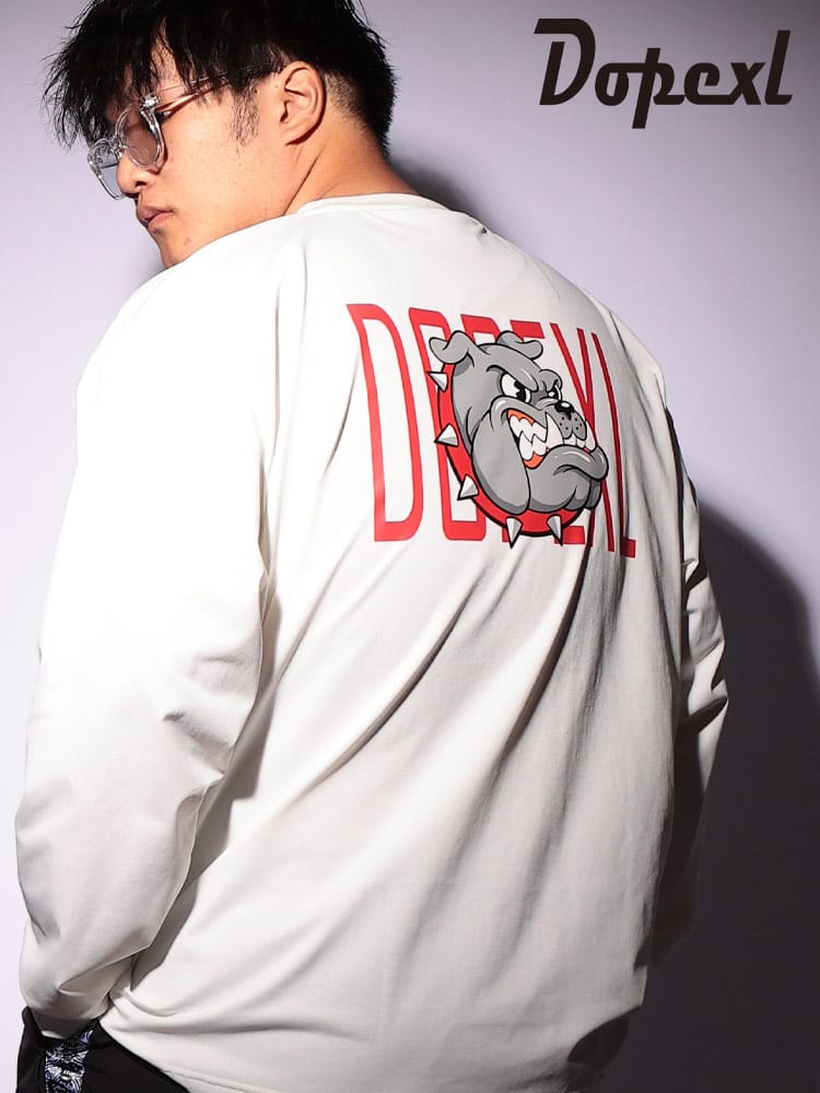 Tシャツ 長袖 メンズ 大きいサイズ DOGバックプリント ロングスリーブ Tシャツ トップス ロンT スポーツ ストリート クルー 秋 冬