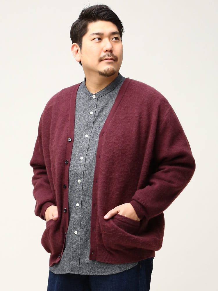 大きいサイズ メンズ B＆T CLUB (ビーアンドティークラブ) モヘアライク 無地 カーディガン