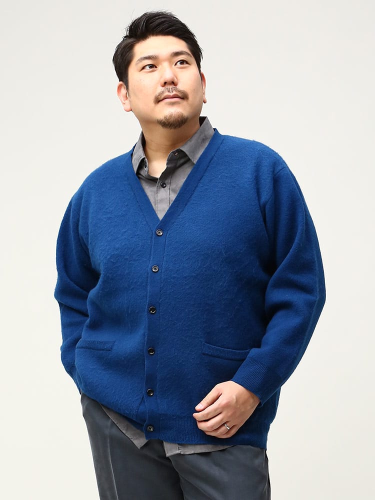 大きいサイズ メンズ B＆T CLUB (ビーアンドティークラブ) モヘアライク 無地 カーディガン