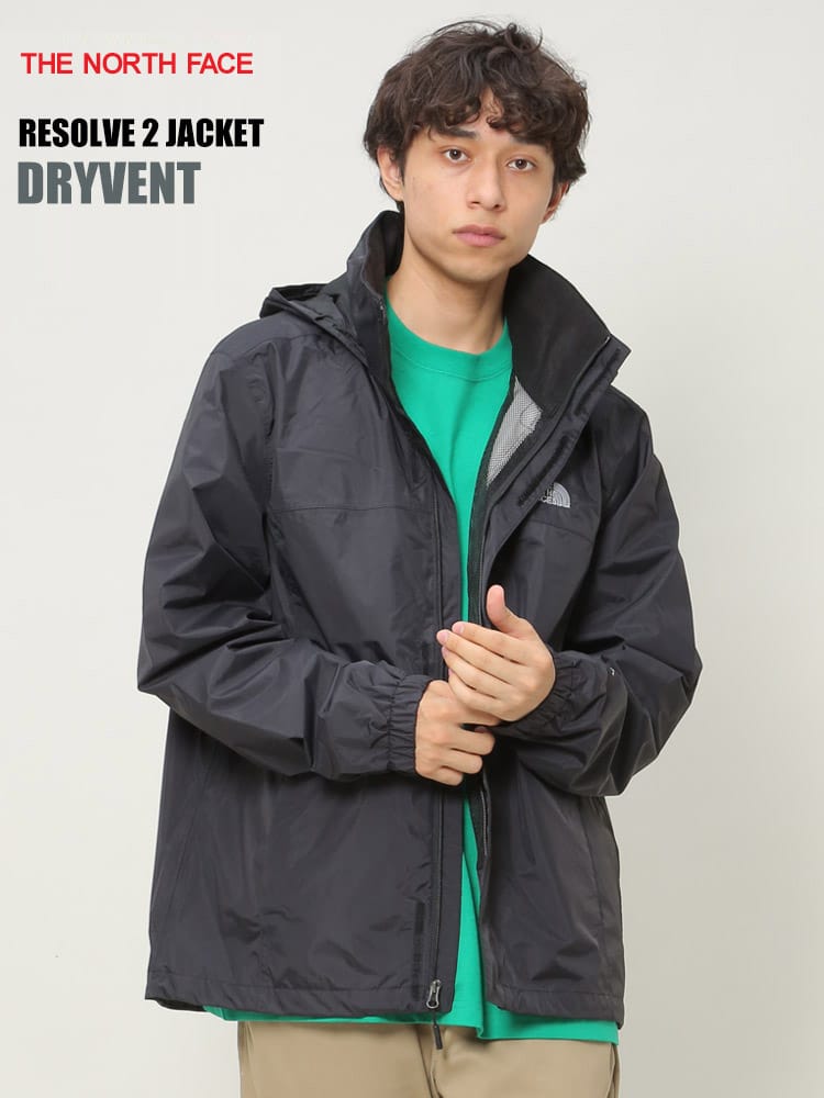THE NORTH FACE (ザ ノースフェイス) ナイロン100％ 胸ロゴ刺繍 フード付き フルジップ ジャケット RESOLVE 2 JACKET DRYVENT