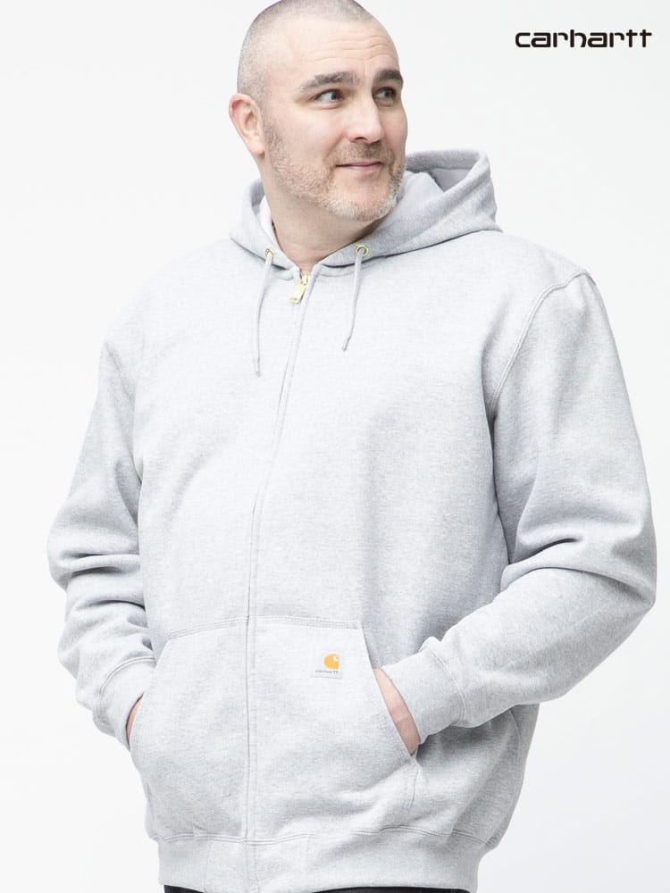 大きいサイズ メンズ Carhartt (カーハート) 裏起毛 ワンポイント フルジップ 長袖 パーカー Zip Front Sweatshirt