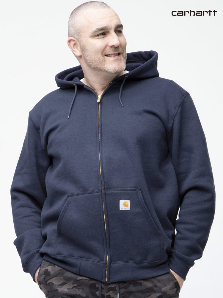 大きいサイズ メンズ Carhartt (カーハート) 裏起毛 ワンポイント フルジップ 長袖 パーカー Zip Front Sweatshirt