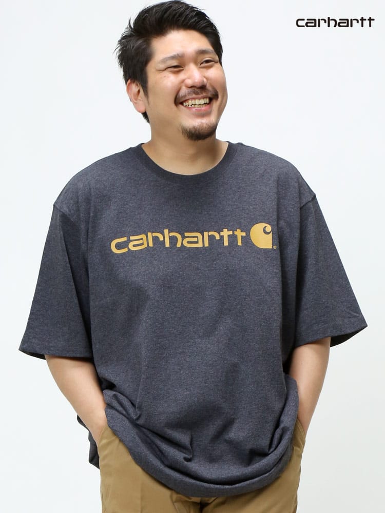 大きいサイズ メンズ Carhartt (カーハート) ロゴプリント クルーネック 半袖 Tシャツ LOOSE FIT