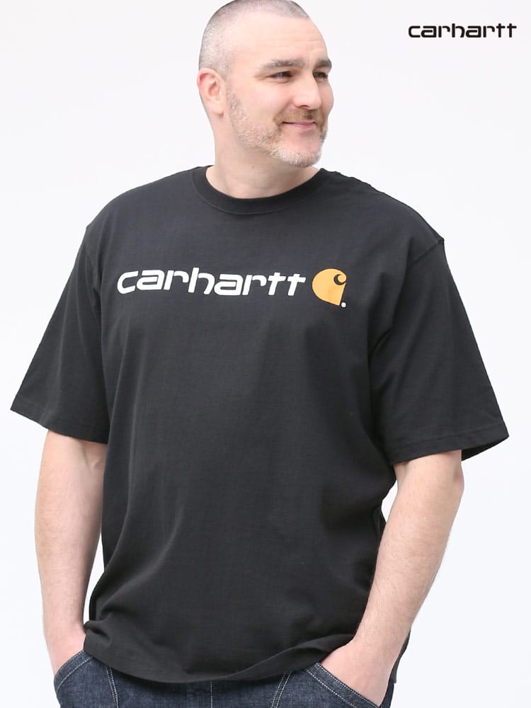 大きいサイズ メンズ Carhartt (カーハート) ロゴプリント クルーネック 半袖 Tシャツ LOOSE FIT