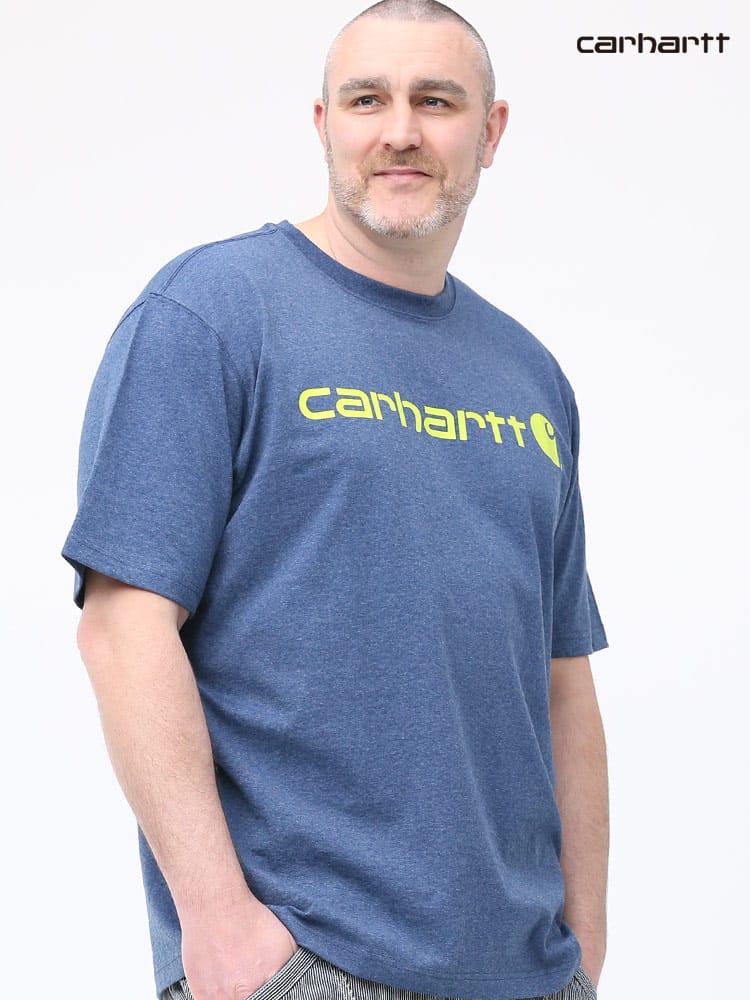 大きいサイズ メンズ Carhartt (カーハート) ロゴプリント クルーネック 半袖 Tシャツ LOOSE FIT
