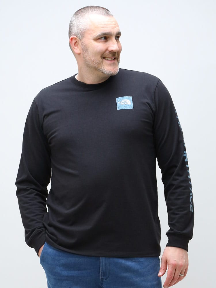 大きいサイズ メンズ THE NORTH FACE (ザ ノースフェイス) バックプリント クルーネック 長袖 Tシャツ LS LOGO PLAY TEE