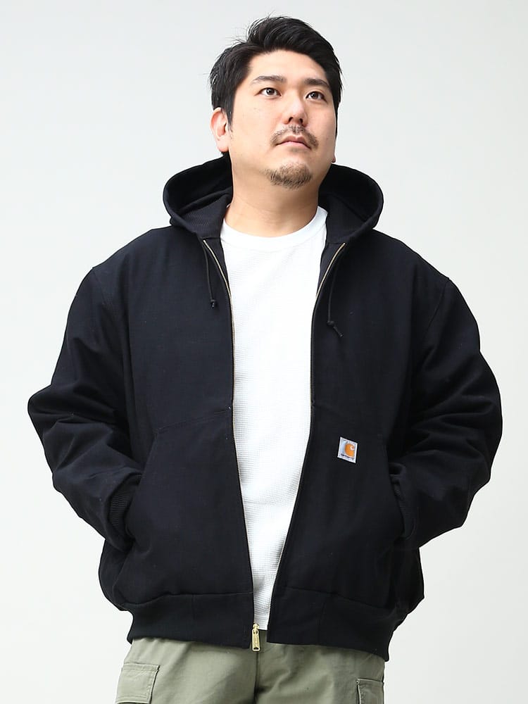 大きいサイズ メンズ Carhartt (カーハート) フード フルジップ ジャケット Loose Fit Firm Duck Thermal-Lined
