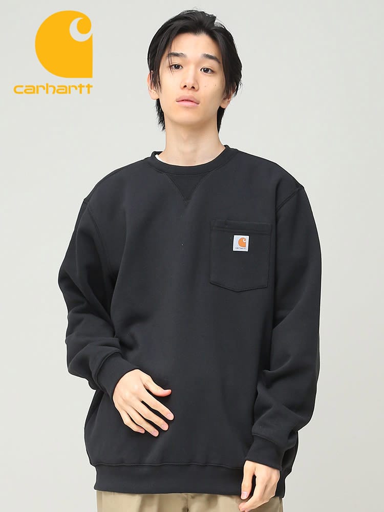 Carhartt (カーハート) 裏起毛 ポケット クルーネック トレーナー 