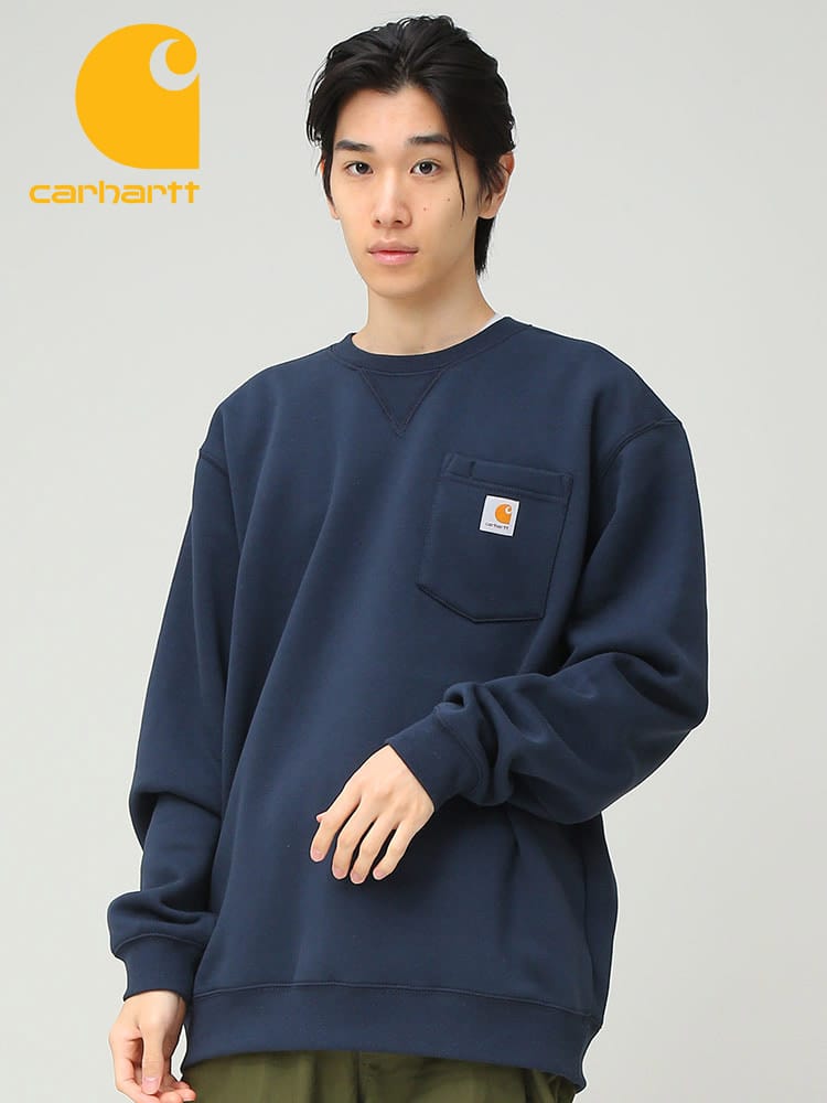 Carhartt (カーハート) 裏起毛 ポケット クルーネック トレーナー LOOSEFIT