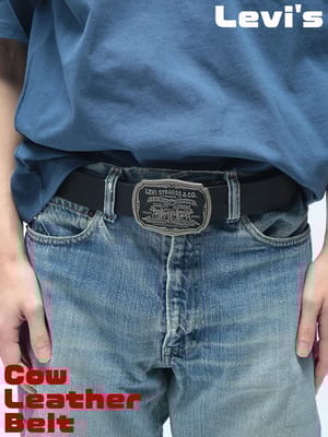 Levi's (リーバイス) ツーホースデザイン バックル レザーベルト 本革 牛革 本皮 15116067