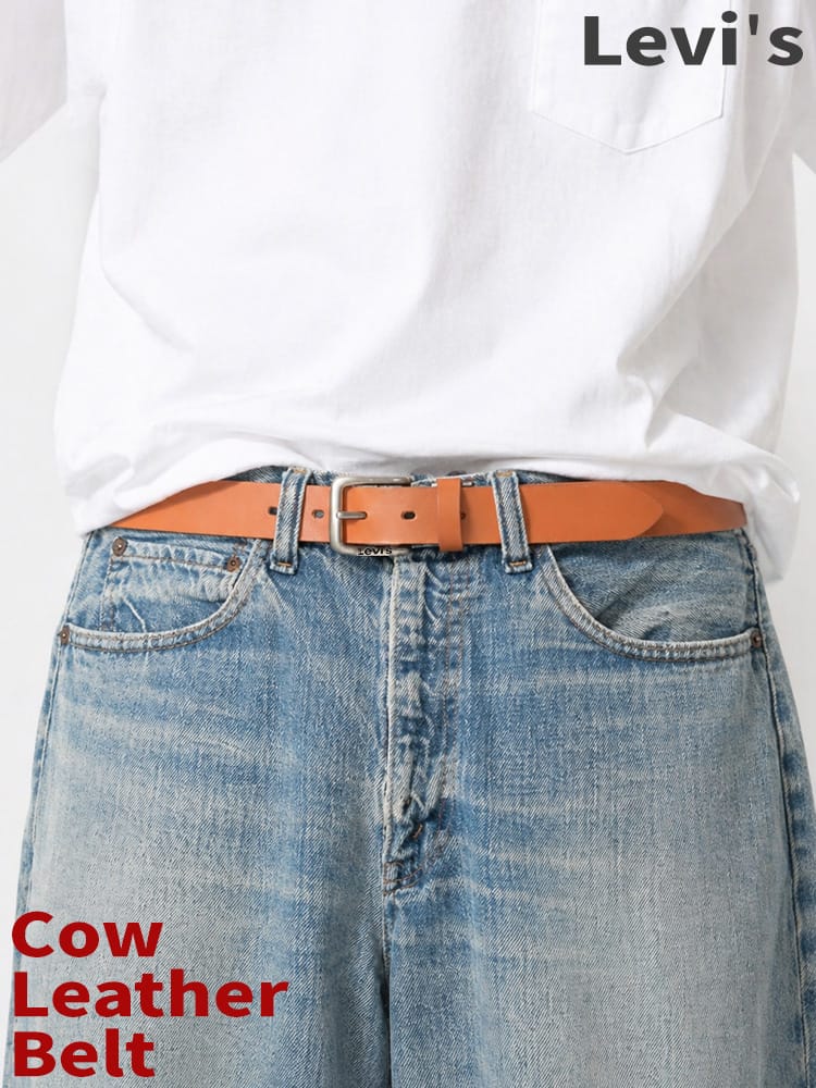 Levi's (リーバイス) レザー ベルト ピンバックル ベーシック ユニセックス