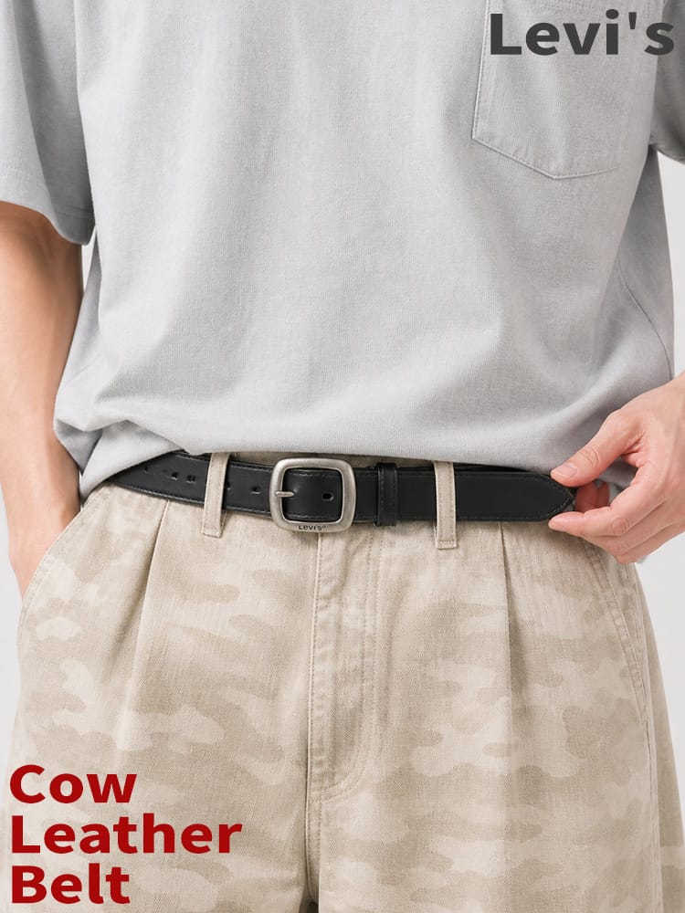 Levi's (リーバイス) レザー ベルト ピンバックル ステッチ ユニセックス