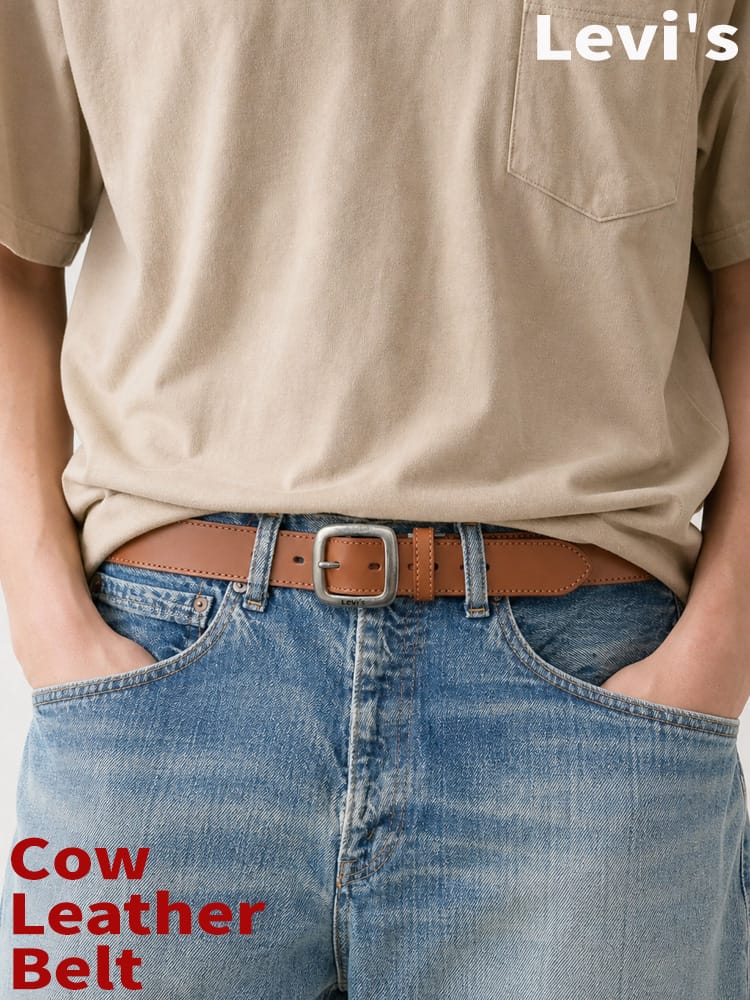 Levi's (リーバイス) レザー ベルト ピンバックル ステッチ ユニセックス