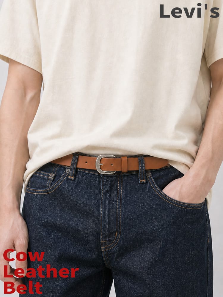 Levi's (リーバイス) ロングサイズ レザー ベルト ピンバックル ユニセックス 全長100cm以上