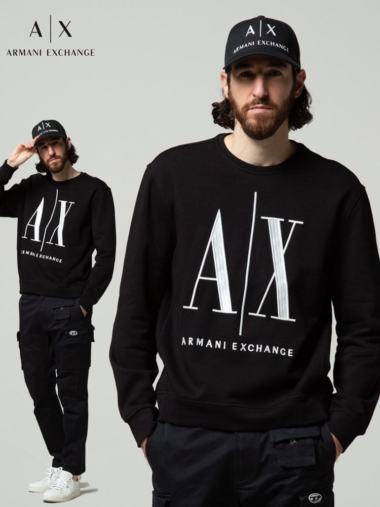【オンラインストア限定】 ARMANI EXCHANGE アルマーニ エクスチェンジ メンズ スウェット 裏毛 BIG ロゴ クルーネック トレーナー ブランド AE8NZMPAZJ1ZZ