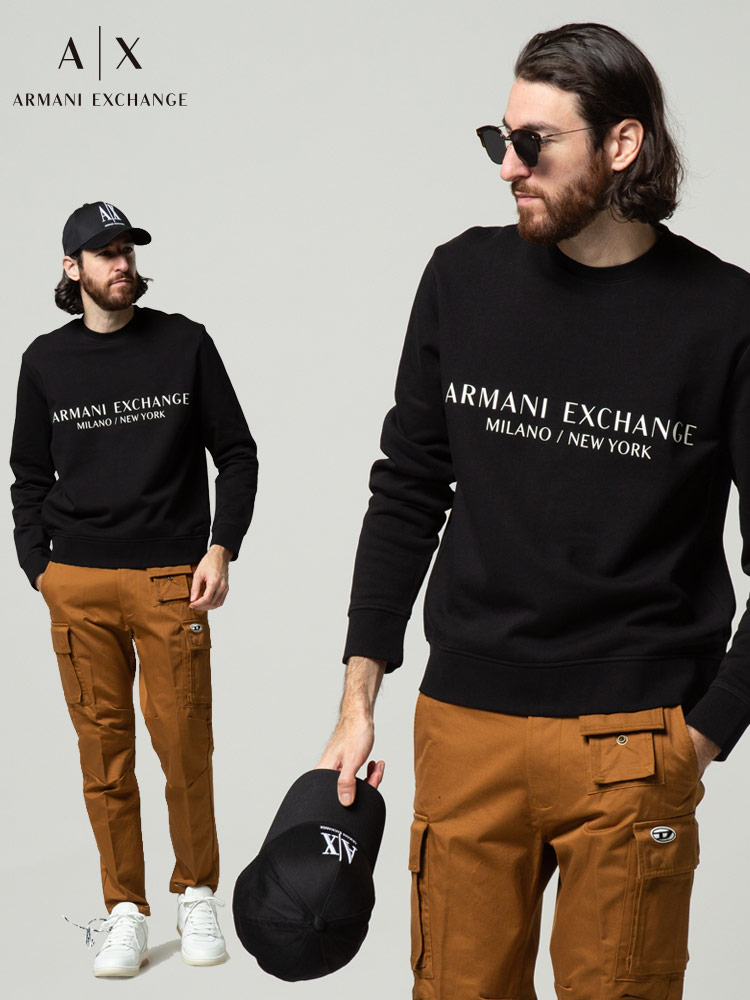 【オンラインストア限定】 ARMANI EXCHANGE アルマーニ エクスチェンジ メンズ スウェット 裏毛 プリント クルーネック トレーナー ブランド AE8NZM88ZJKRZ