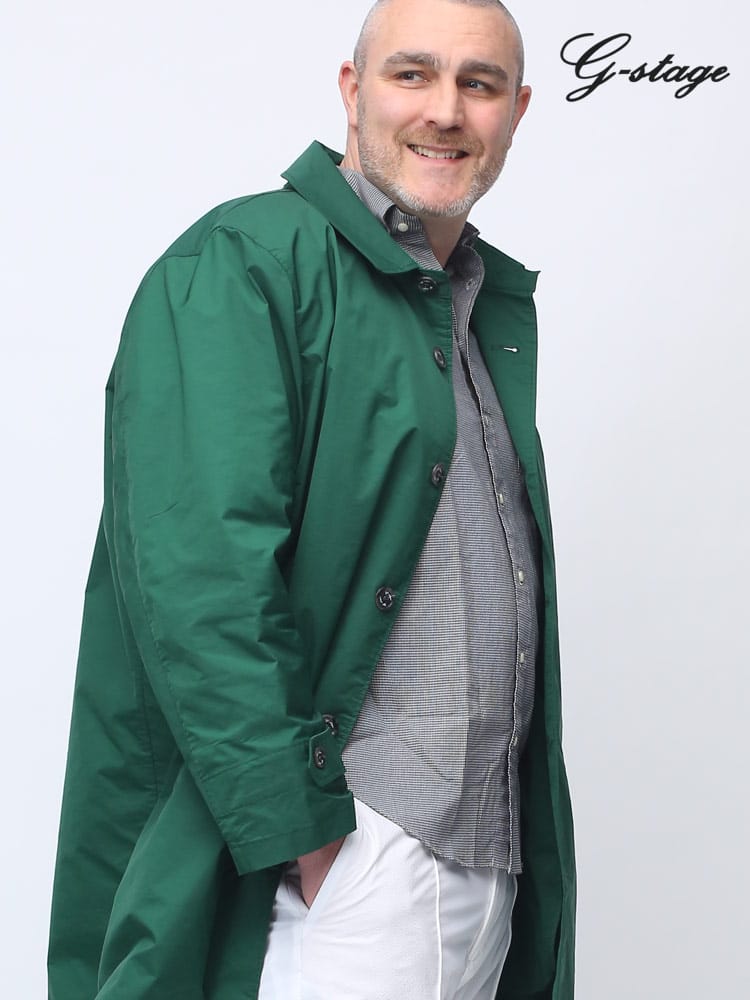 大きいサイズ メンズ G-STAGE (ジーステージ) 春秋冬対応 撥水加工 無地 シングル ステンカラー スプリングコート【梅雨 雨の日 対応】