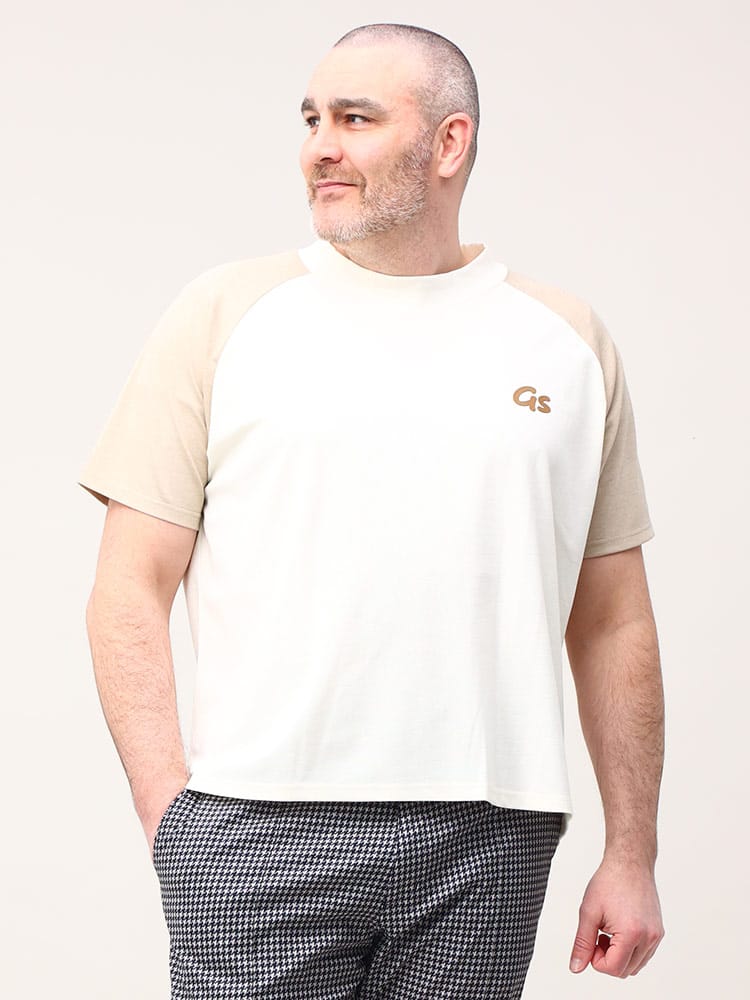 大きいサイズ メンズ G-STAGE (ジーステージ) 鹿の子 モックネック 半袖 Tシャツ