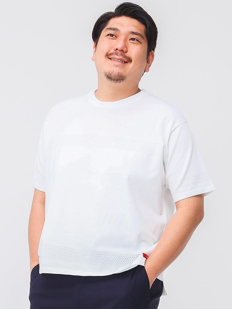 在庫処分 返品交換不可 大きいサイズ メンズ G-STAGE (ジーステージ) メッシュ天竺 クルーネック 半袖 Tシャツ【節電 クールビズ 父の日 プレゼントギフト】