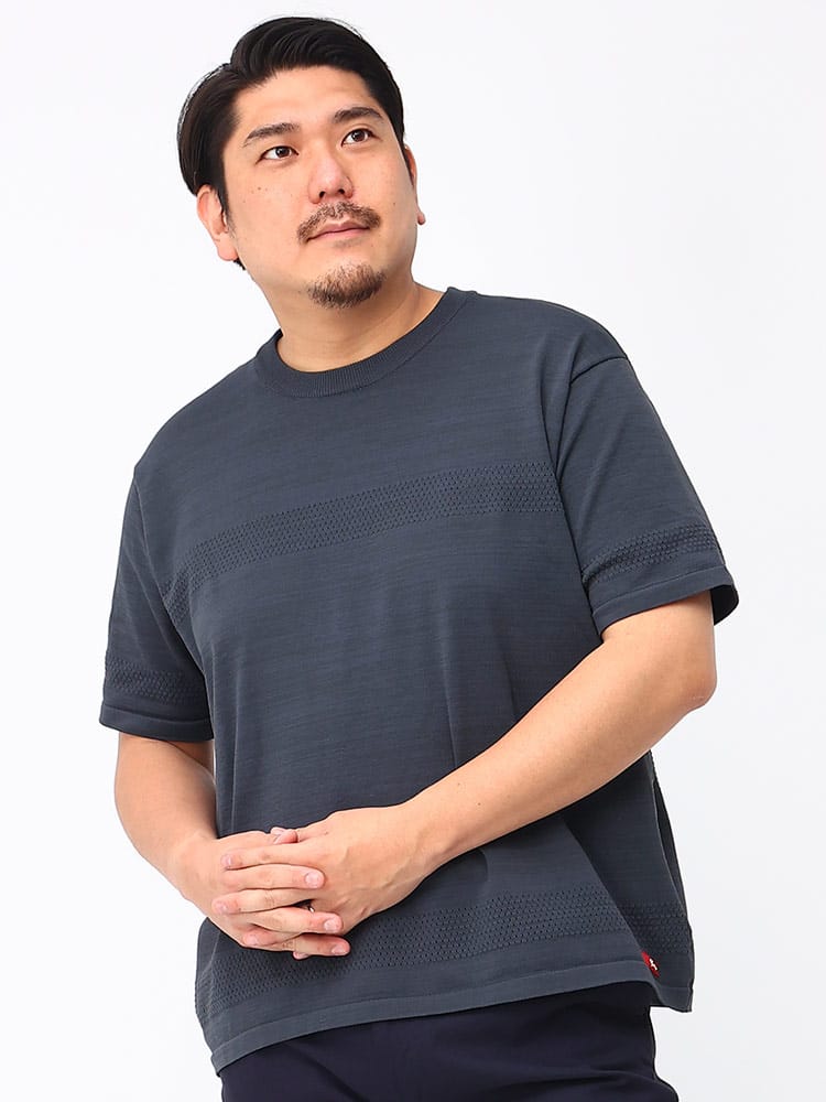 在庫処分 返品交換不可 大きいサイズ メンズ G-STAGE (ジーステージ) メッシュ天竺 クルーネック 半袖 Tシャツ【節電 クールビズ 父の日 プレゼントギフト】