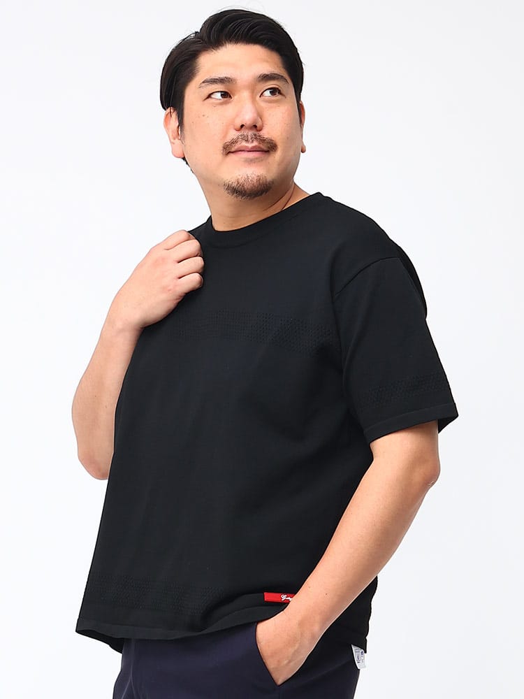 在庫処分 返品交換不可 大きいサイズ メンズ G-STAGE (ジーステージ) メッシュ天竺 クルーネック 半袖 Tシャツ【節電 クールビズ 父の日 プレゼントギフト】