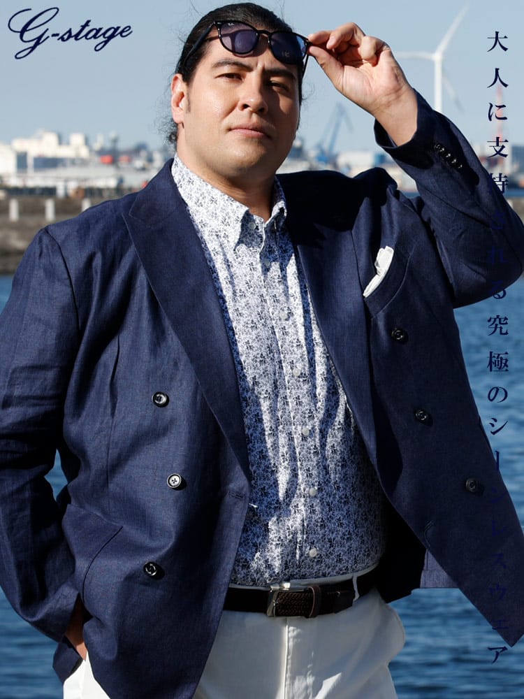 ダブル ジャケット デラベ麻100％ アウター ジャケット テーラード リネン フォーマル 春 大きいサイズ メンズ ビジネス