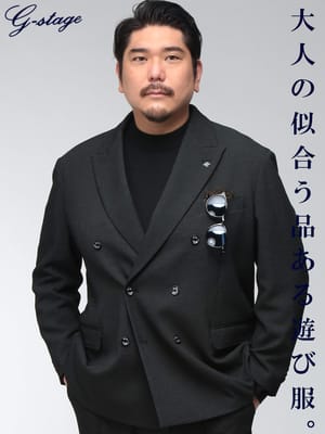 テーラードジャケット メンズ 大きいサイズ ダイヤゴナル ダブル 6つボタン 無地 ジャケット G-STAGE ジーステージ