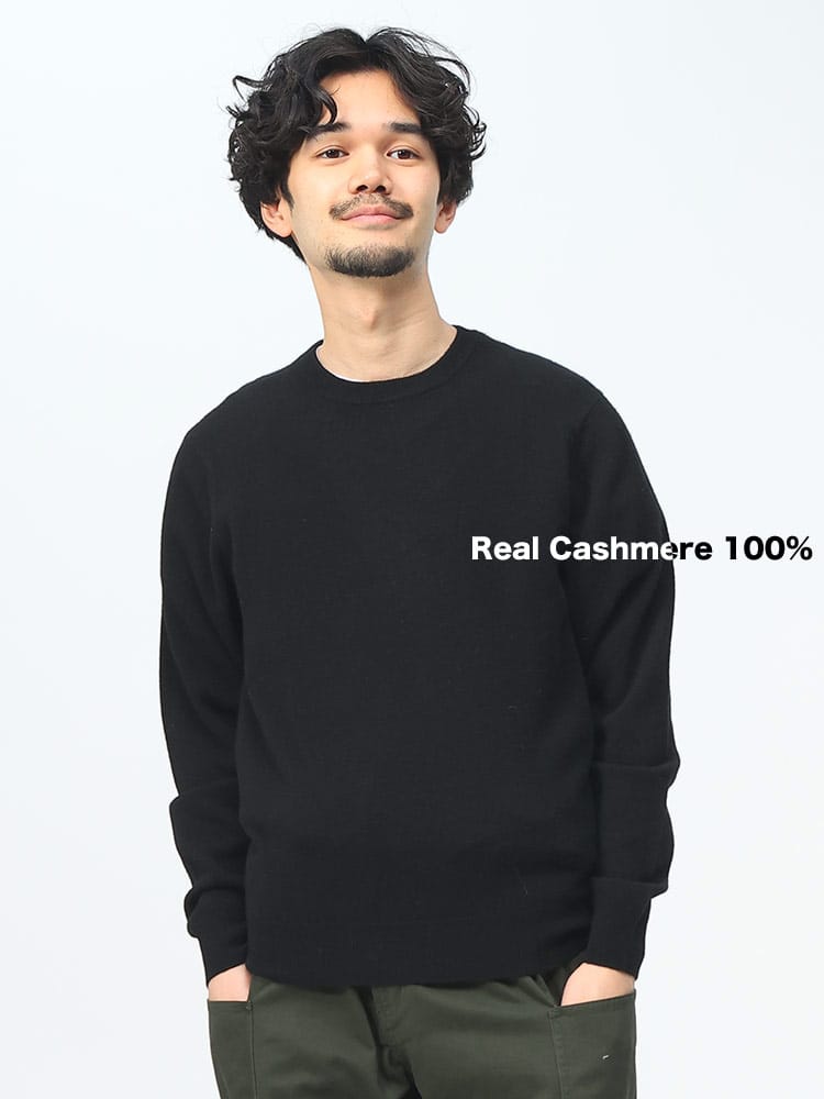 DESHENG (デシェン) カシミヤ100％ 12G 無地 クルーネック セーター ニット rgc_knit