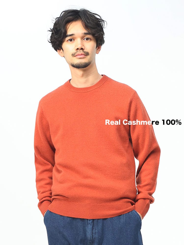 DESHENG (デシェン) カシミヤ100％ 12G 無地 クルーネック セーター ニット rgc_knit