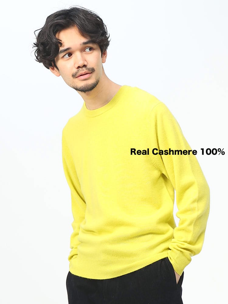 DESHENG (デシェン) カシミヤ100％ 12G 無地 クルーネック セーター ニット rgc_knit