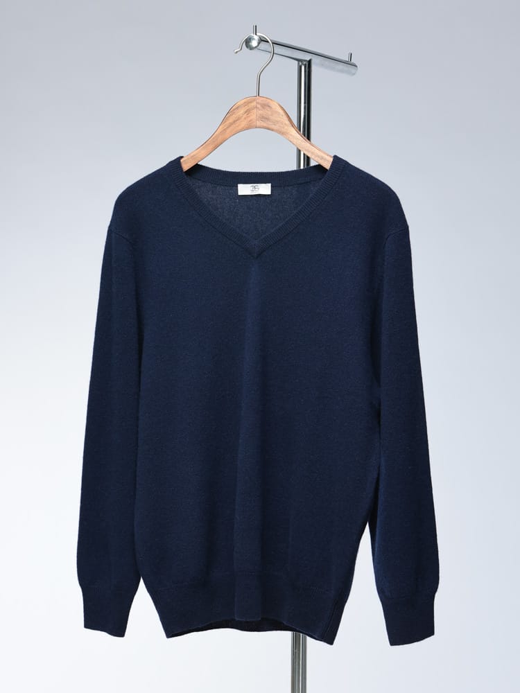 DESHENG (デシェン) カシミヤ100％ 無地 Vネック セーター 24RVN004 ニット rgc_knit