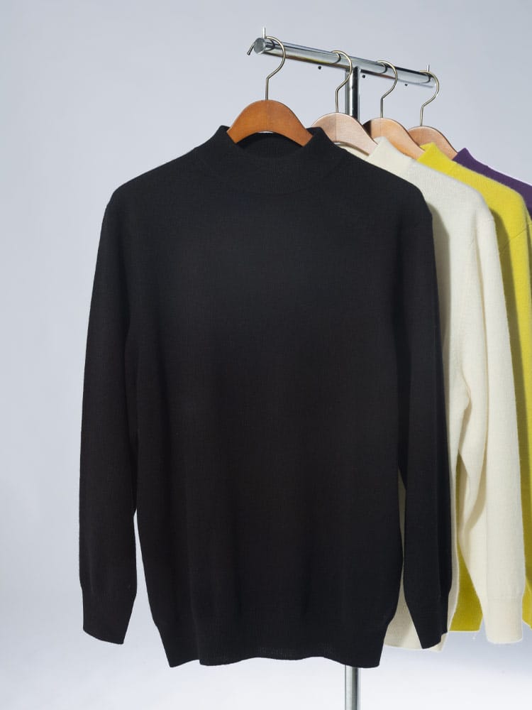 DESHENG (デシェン) カシミヤ100％ 無地 モックネック セーター 24RMN005 ニット rgc_knit