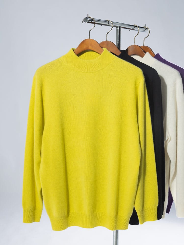 DESHENG (デシェン) カシミヤ100％ 無地 モックネック セーター 24RMN005 ニット rgc_knit