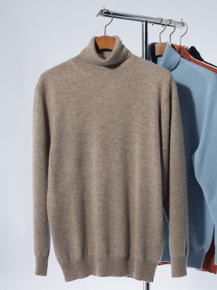 DESHENG (デシェン) カシミヤ100％ 無地 タートルネック セーター 24RTN006 ニット rgc_knit