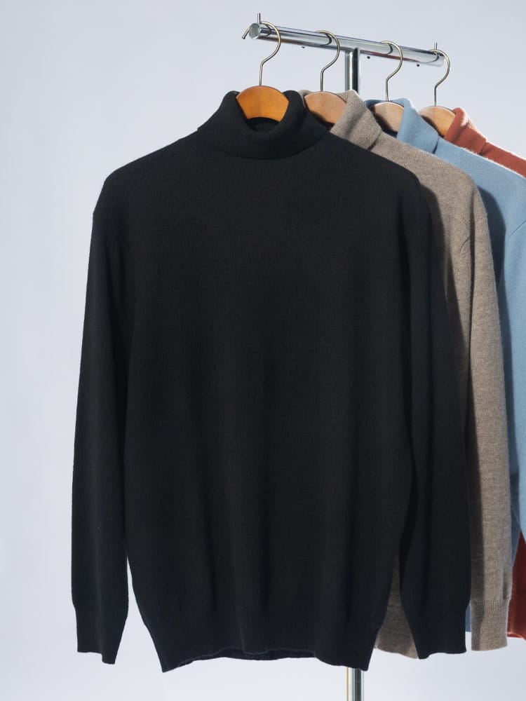 DESHENG (デシェン) カシミヤ100％ 無地 タートルネック セーター 24RTN006 ニット rgc_knit