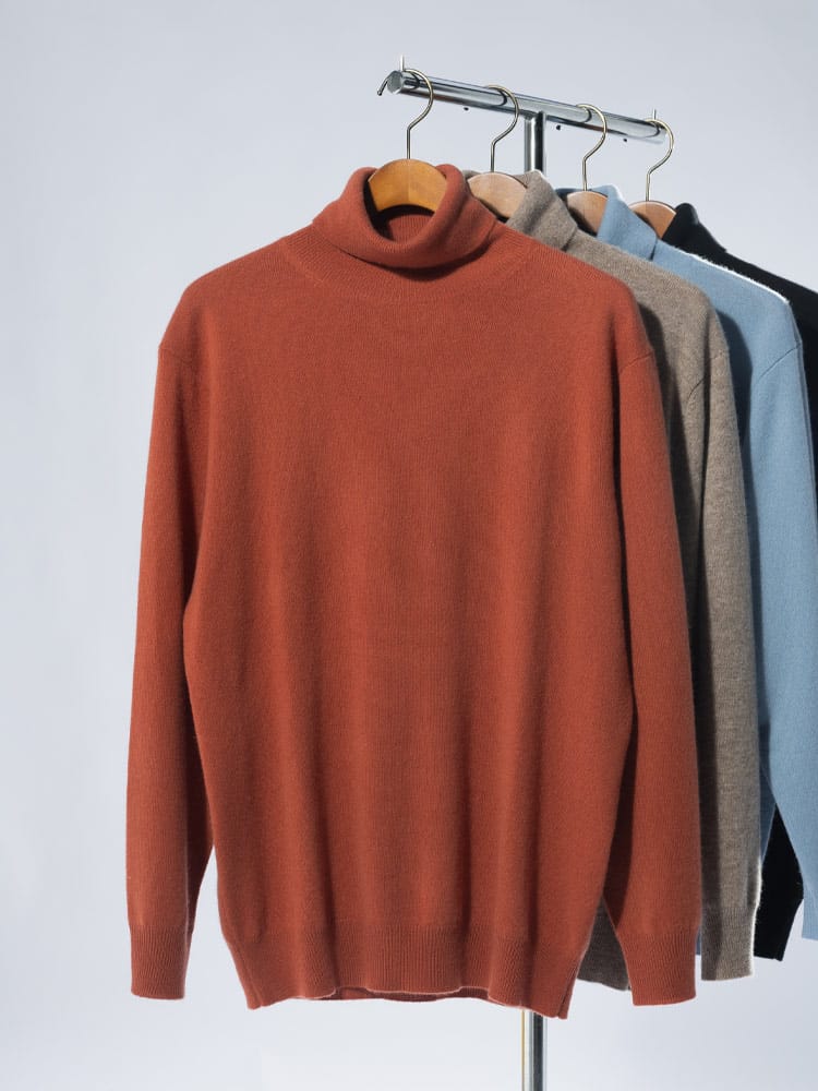 DESHENG (デシェン) カシミヤ100％ 無地 タートルネック セーター 24RTN006 ニット rgc_knit