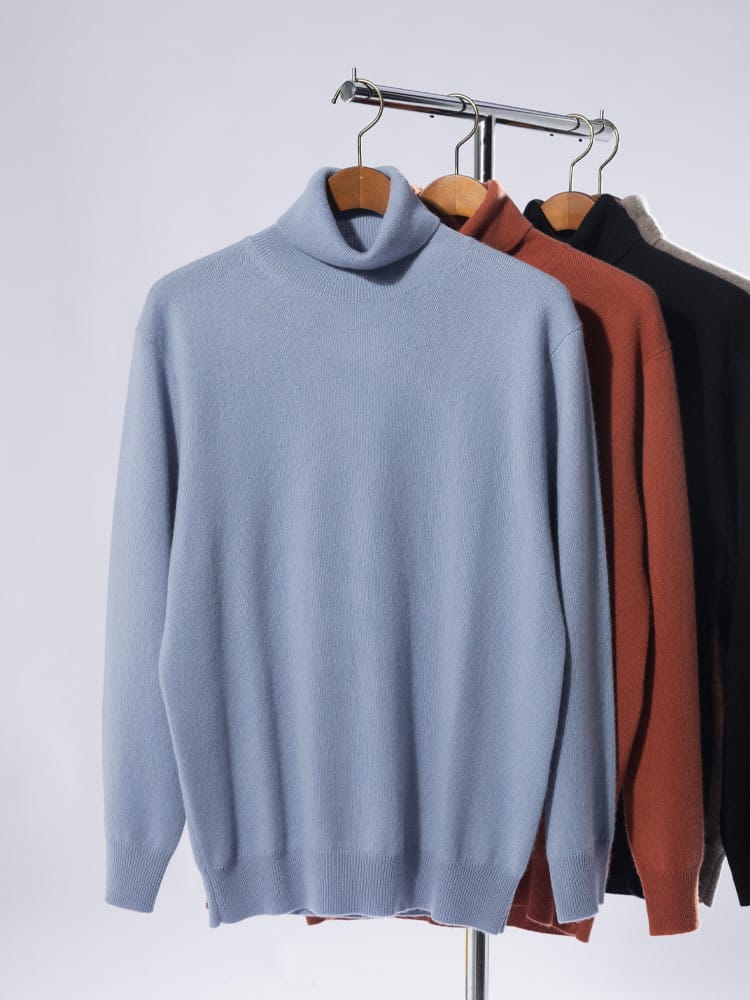DESHENG (デシェン) カシミヤ100％ 無地 タートルネック セーター 24RTN006 ニット rgc_knit