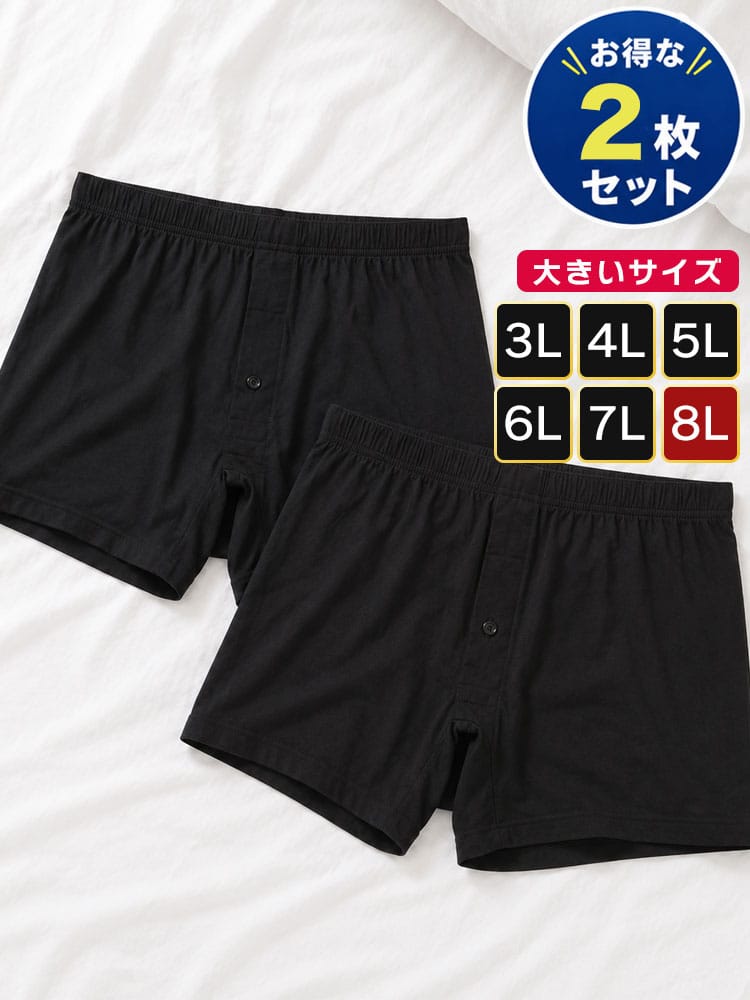 大きいサイズ メンズ B＆T CLUB ビーアンドティークラブ 通年肌着 無地ニット 前開き トランクス 2枚セット INALL 3L 4L 5L 6L 7L 8L
