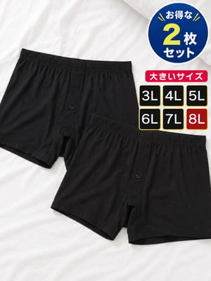 大きいサイズ メンズ B＆T CLUB ビーアンドティークラブ 通年肌着 無地ニット 前開き トランクス 2枚セット INALL 3L 4L 5L 6L 7L 8L