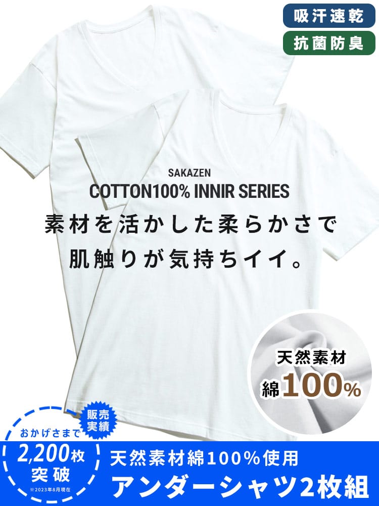 大きいサイズ メンズ B＆T CLUB (ビーアンドティークラブ) 抗菌防臭 消臭 Vネック 半袖 アンダーTシャツ 2枚セット INALL