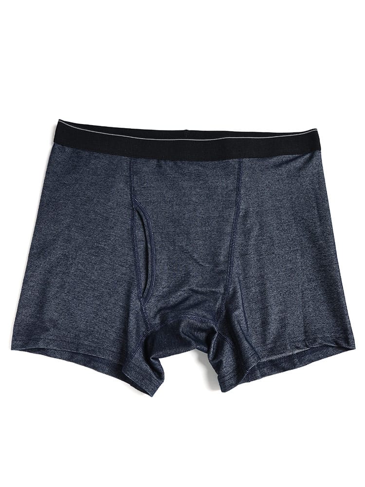 在庫処分 返品交換不可 ボクサーパンツ 裏地ソフトタッチ デニム柄 肌着 下着 前開き 大きいサイズ メンズ